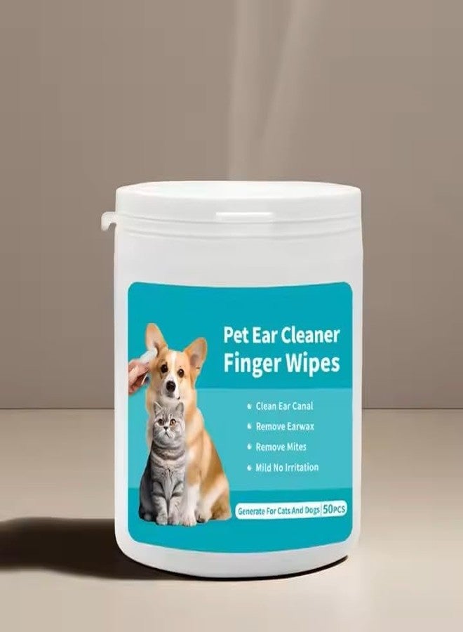 abhaymart 50 Pcs Dog Pet Ear Cleaning Wipes,Cats Ear Finger Wipes Disposable Pet Grooming Cleaning Finger Cover Cot Wet Wipes, Non-Woven Ear Cleaning Wet Wipes Protecting Cat Dog Ear Health - Image 1